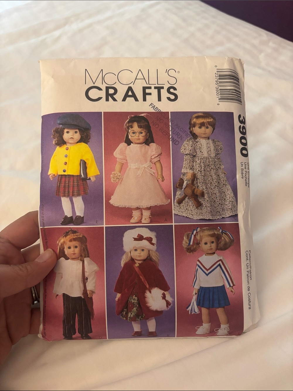 McCALL'S 3900 Crafts 18” Doll Outfit Pattern - Multicolor